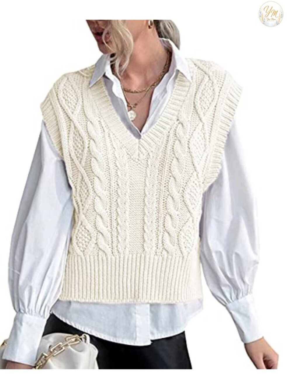 Sweater Vest Women V Neck Sleeveless Ribbed Knit Pullover Preppy